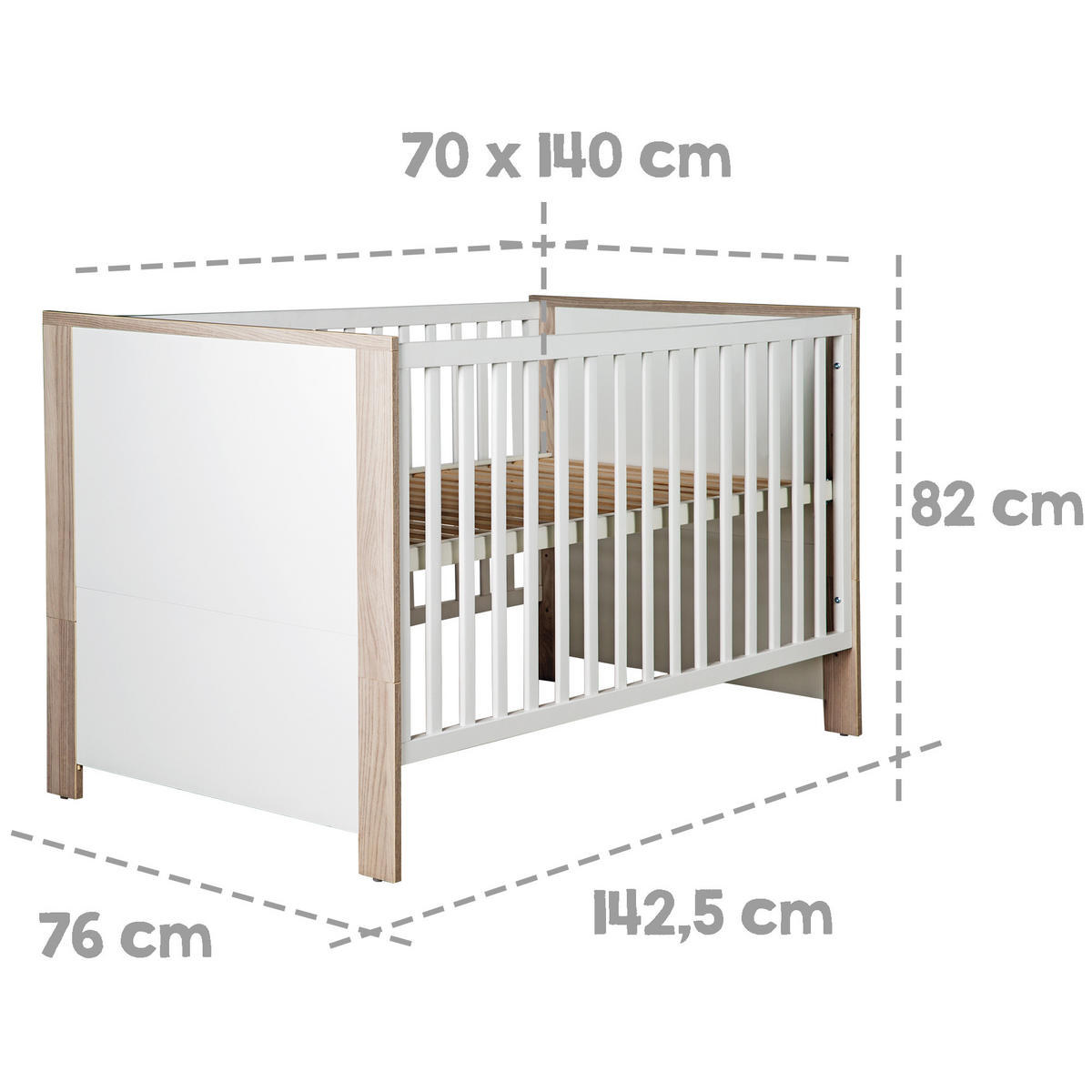 BABYZIMMER-SET Olaf 3-teilig - Weiß, Holzwerkstoff (76/82/142.5cm) - Roba