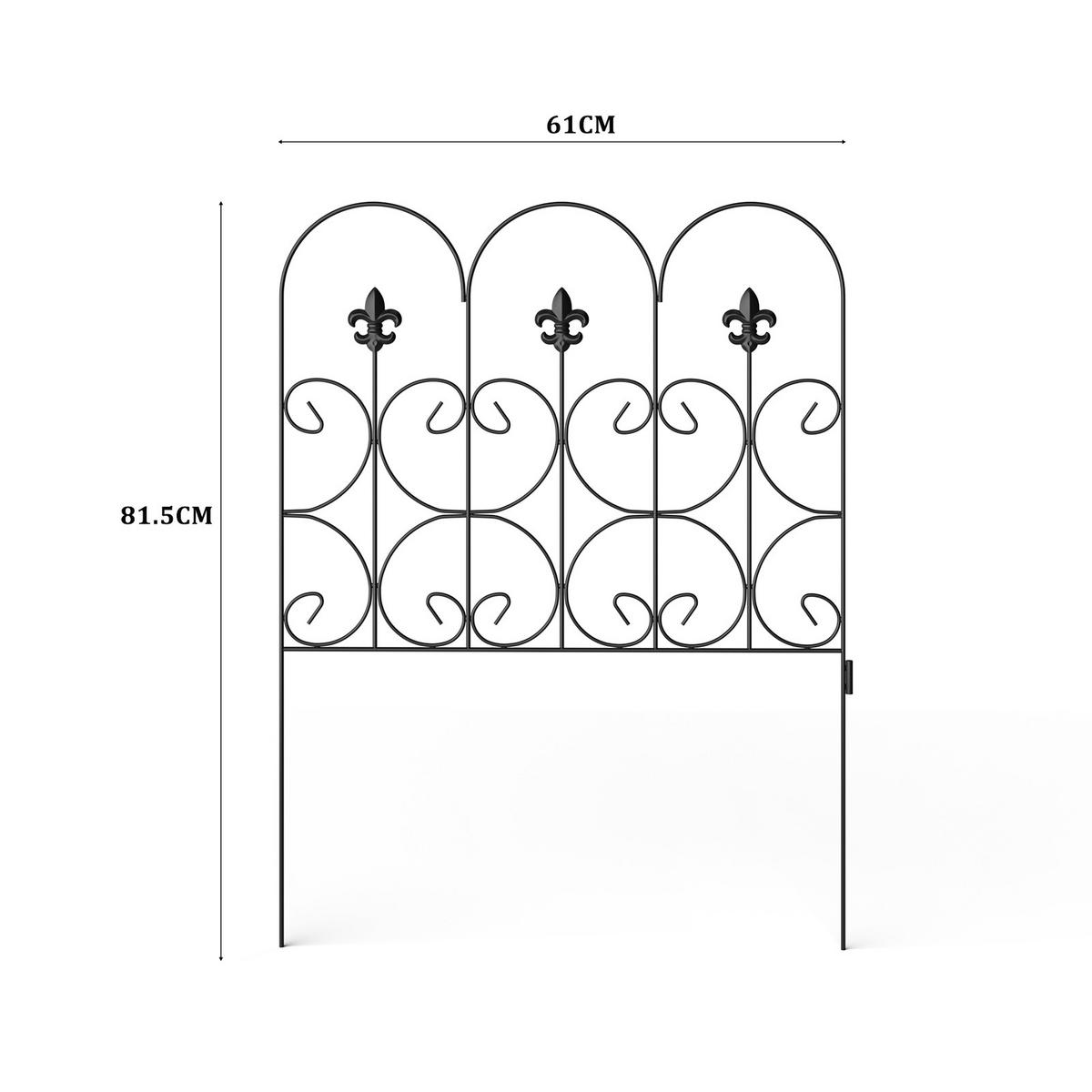 GARTENZAUN Lattenzaun 5Stück aus Metall in Schwarz Abnehmbares Design Robuste Metallkonstruktion je Paneel: 61 cm B × 81.5 cm H - Schwarz, Metall (61cm) - Livingandhome