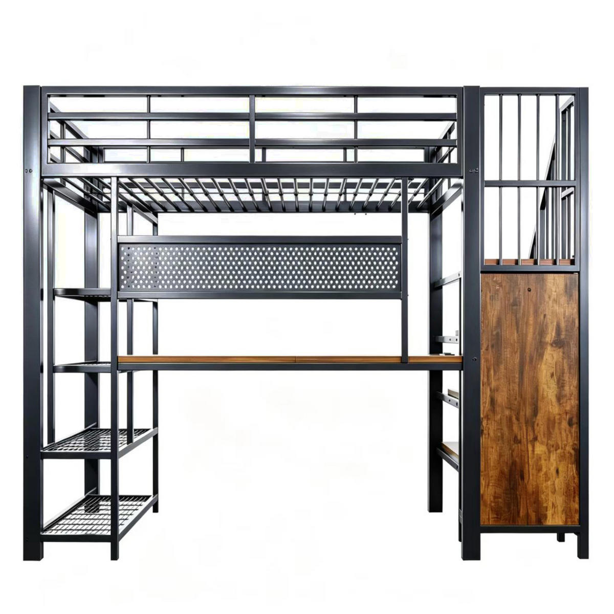 HOCHBETT 90/200 cm in Schwarz mit Treppe, LED und Steckdosen - Schwarz, Holzwerkstoff/Metall (90/200cm) - WISHDOR
