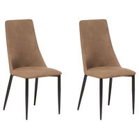 ESSZIMMERSTUHL 2er-Set Kunstleder Braun Clayton - Braun, Textil/Metall (47/96/58cm) - Beliani