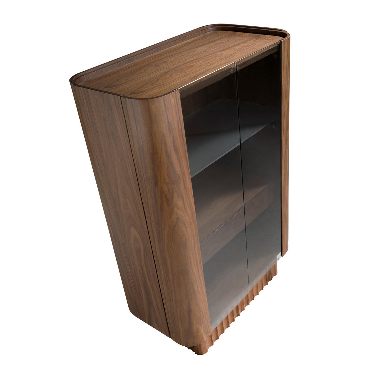 HIGHBOARD Hohe Anrichte aus gehärtetem Glas, Nussbaum, mit Innenbeleuchtung 100/50/150 cm - Walnussfarben, Glas (100/150/50cm) - ANGEL CERDA