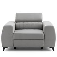 SESSEL PIERO mit verstellbare Kopfstütze Velours Hellgrau - Hellgrau/Schwarz, Holz/Textil (130/90/100cm) - Muffo