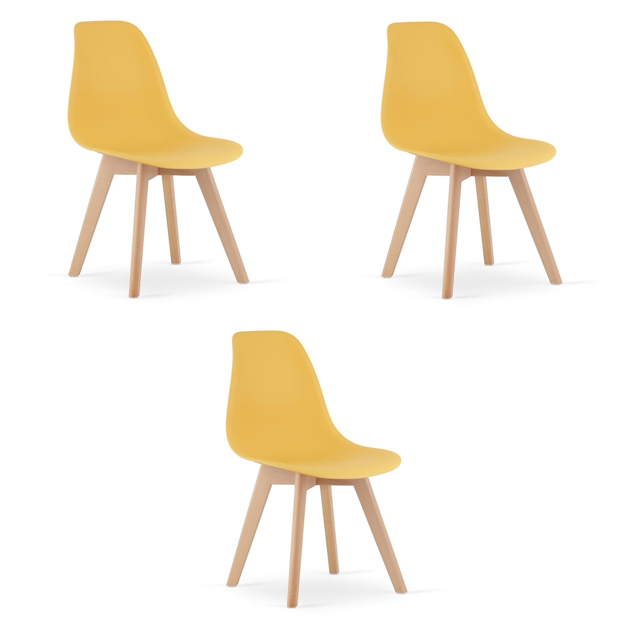 ESSZIMMERSTUHL 3-er Set KITO Senffarbener Sitz, natürliche Beine - Currygelb/Naturfarben, Kunststoff (46/80/54.5cm) - Valora