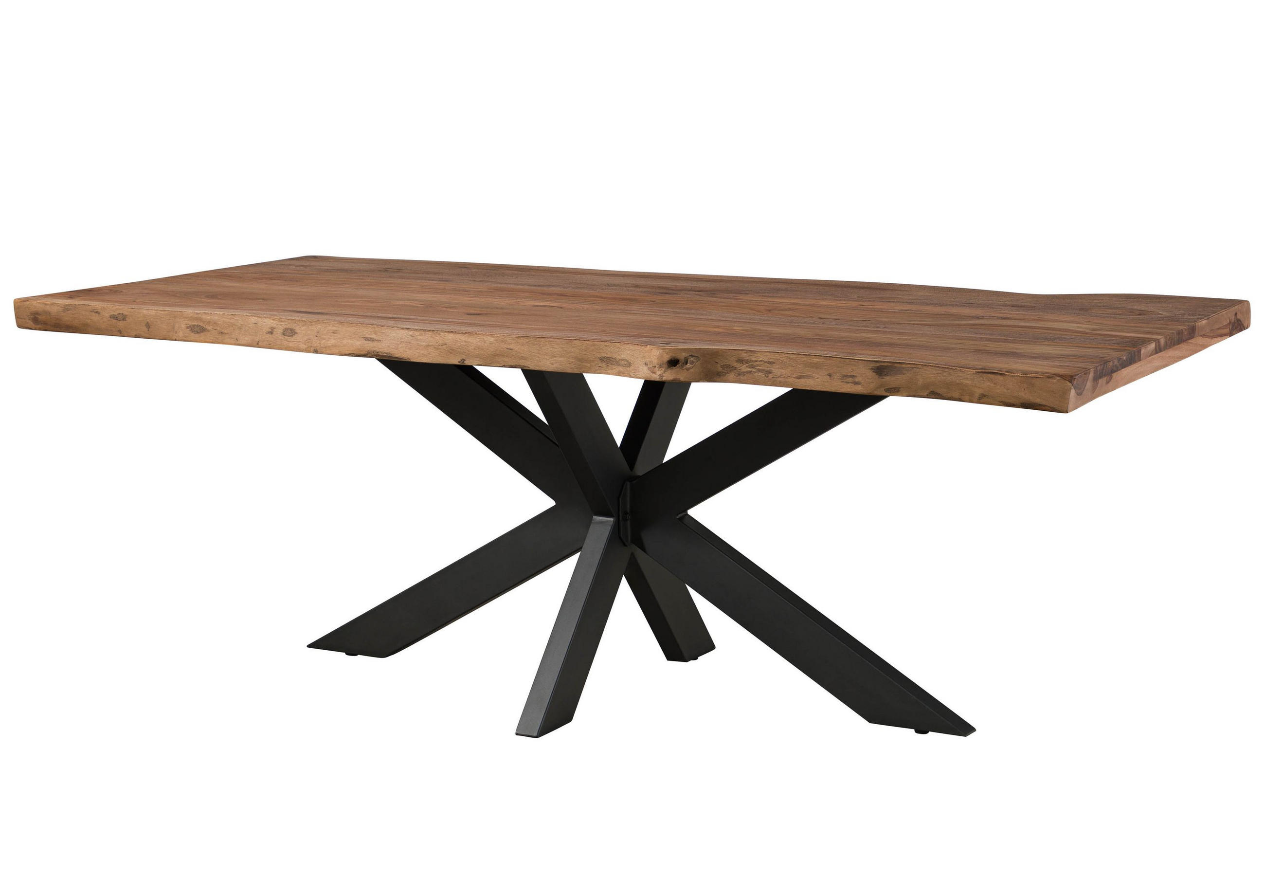 BAUMTISCH Sheesham 260x100x77 grau gebeizt / Kreuzgestell anthrazit matt FREEFORM 5 - Grau, Holz (260/100/77cm) - Massivmoebel24