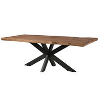 BAUMTISCH Sheesham 260x100x77 grau gebeizt / Kreuzgestell anthrazit matt FREEFORM 5 - Grau, Holz (260/100/77cm) - Massivmoebel24