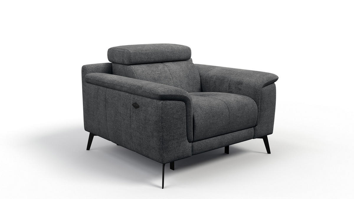 SESSEL FIERO mit Relaxfunktion, dunkelgrau - Dunkelgrau/Schwarz, Holzwerkstoff/Textil (114/82/103cm) - Courtois Laville