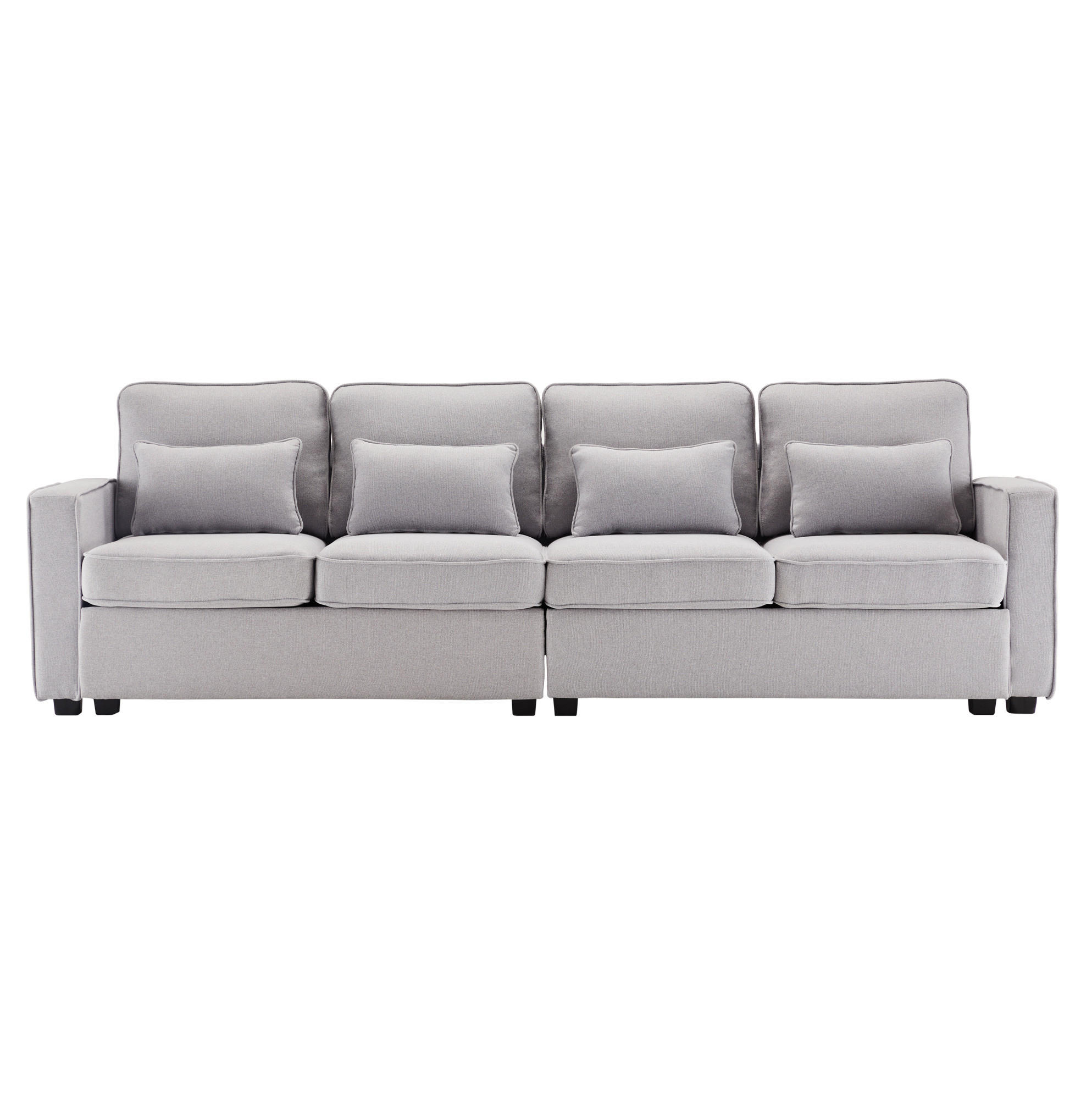 4-SITZER Sofa 264/87/83 cm Grau aus Leinen mit Armlehnentaschen - Hellgrau, Textil (83/87/264cm) - OKMYHOME