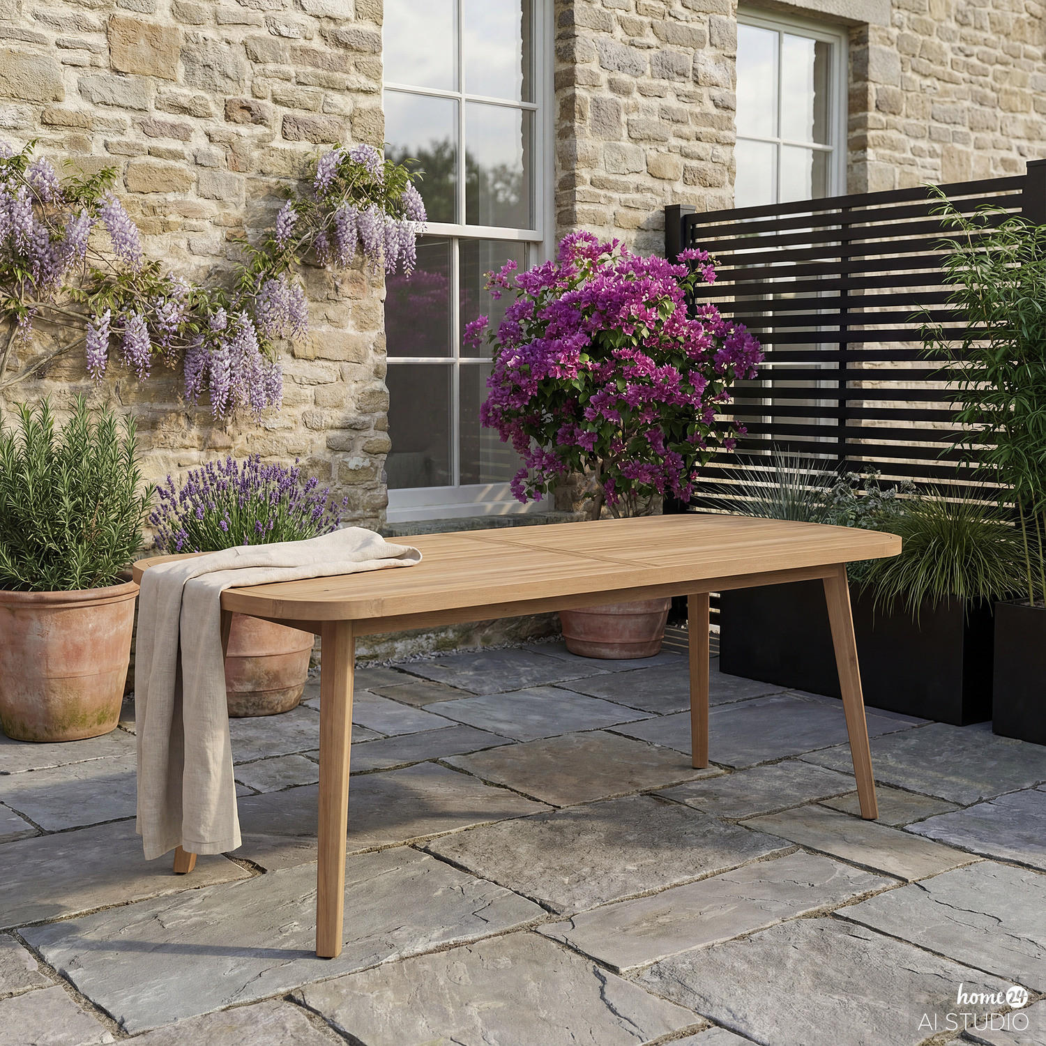 GARTENTISCH - Akazie massiv - Akazie Braun - Braun/Akaziefarben, Holz (100/200/77cm) - home24