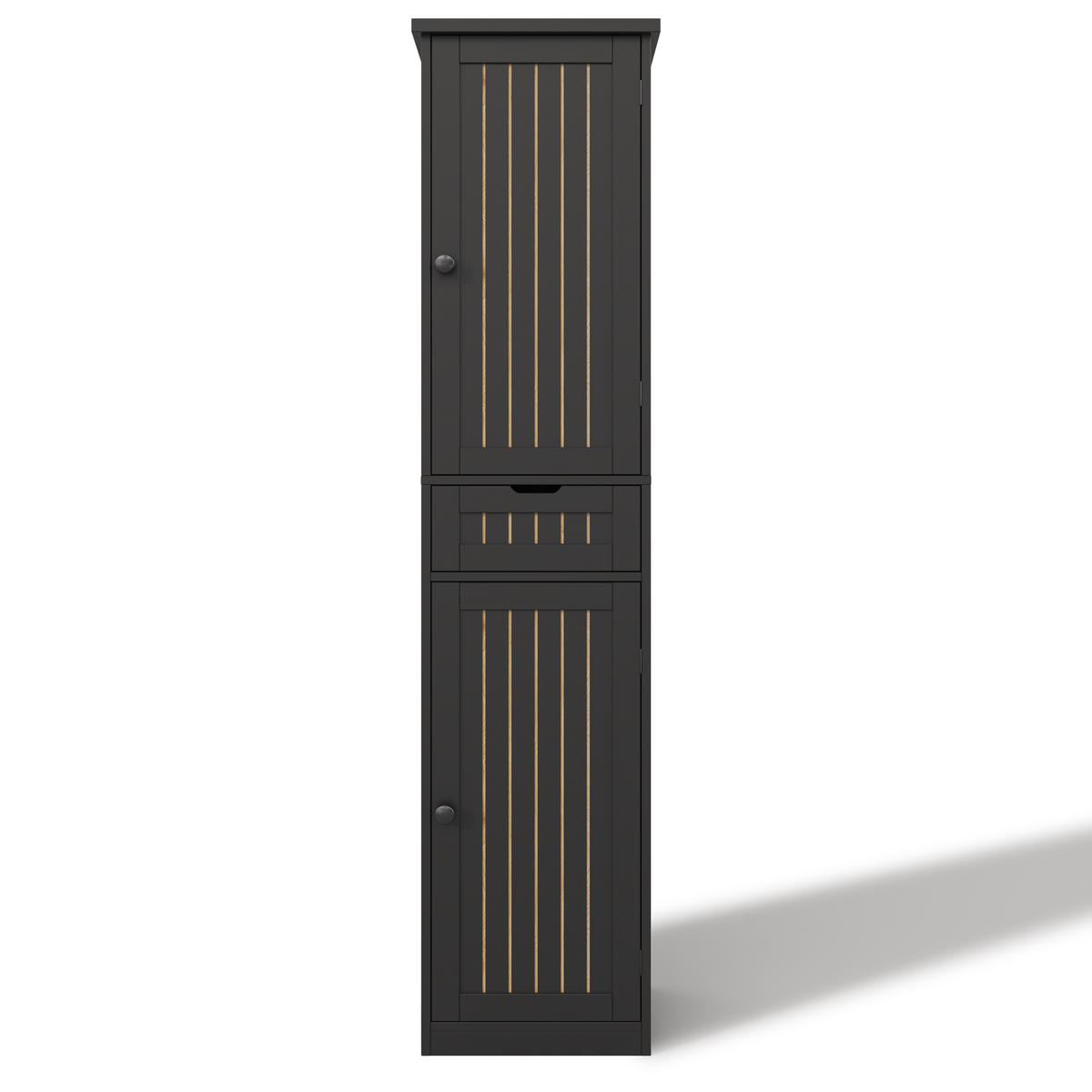 KÜCHENSCHRANK schwarz aus MDF mit Retro-Gittertüren 170 × 40 × 30 cm - Schwarz, Holzwerkstoff (40/170/30cm) - Luhomfu
