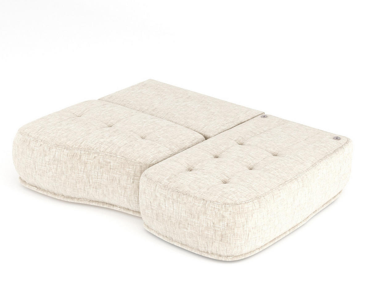ECKSOFA MIT SCHLAFFUNKTION Batu Creme Webstoff - Beige/Creme, Holz/Holzwerkstoff (223/158cm) - Maison de Reve