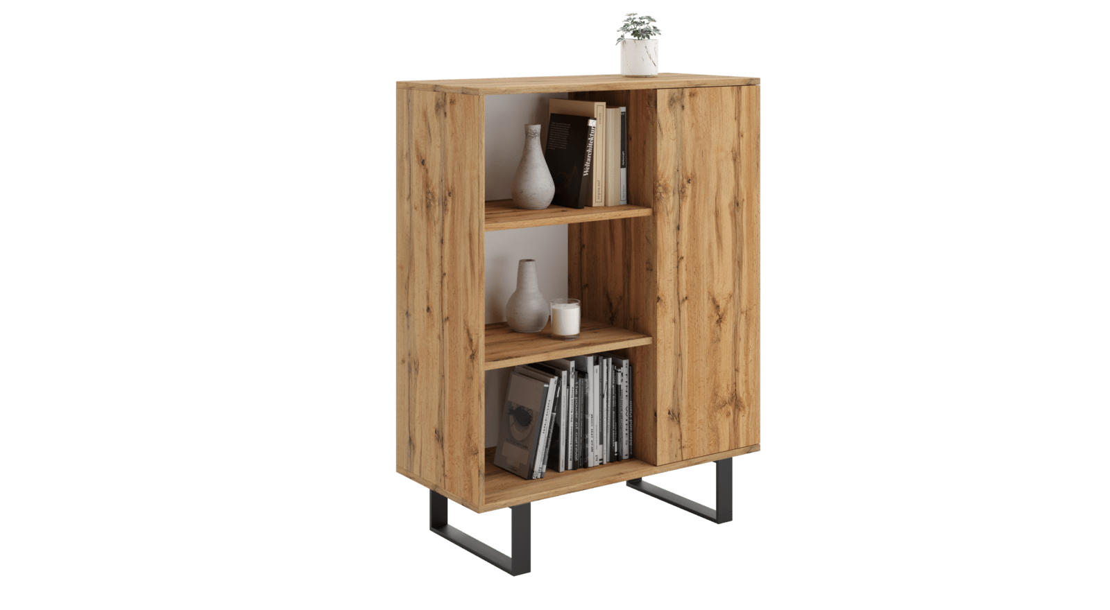 RAUMHIRSCH FURNITURE KNIHOVNA Fondi Gold Craft dub, černá