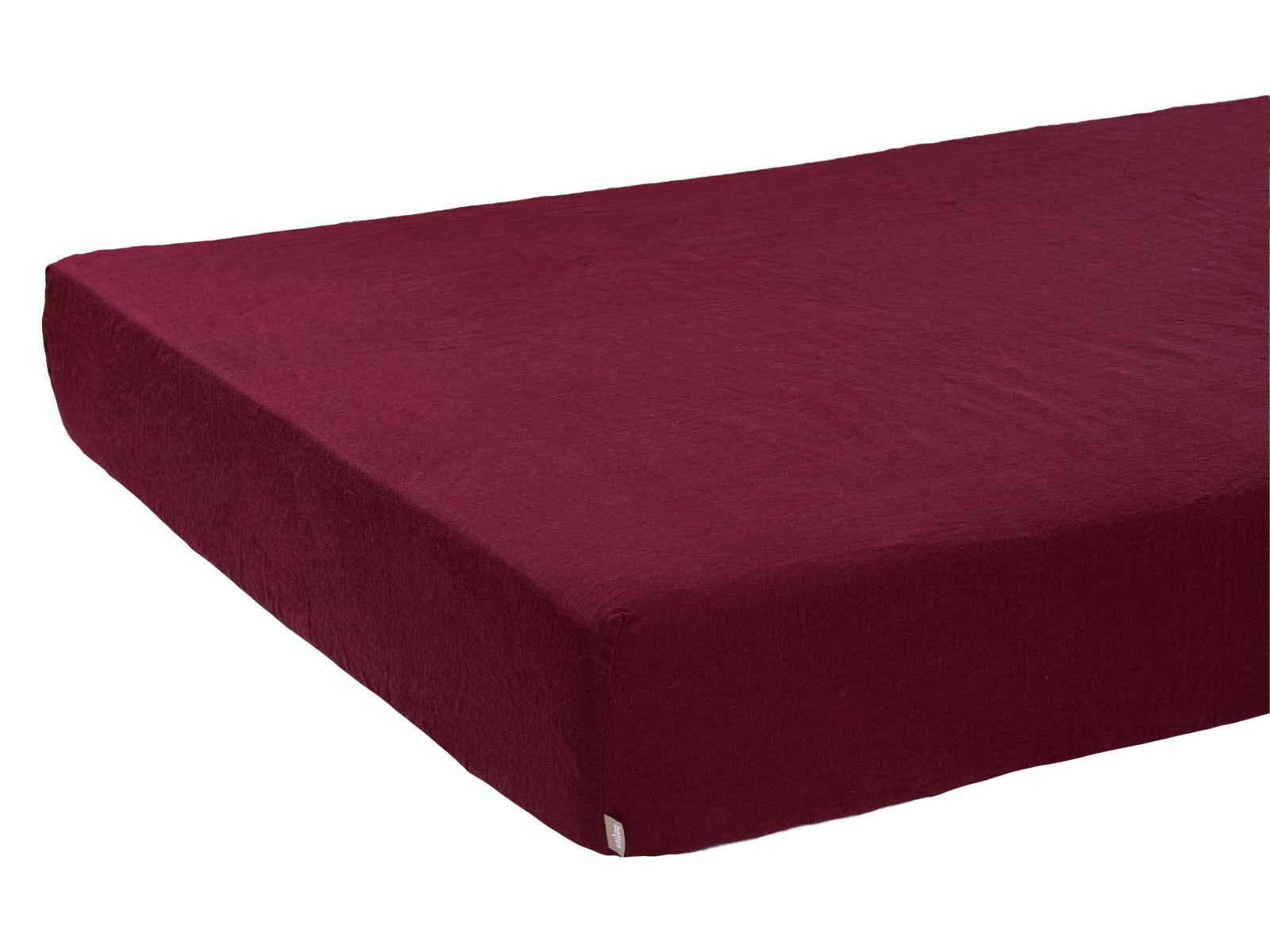 SPANNBETTTUCH reines Leinen merlot-rot 90/200 cm - Dunkelrot, Naturmaterialien (90/200cm) - beties Heimtextil