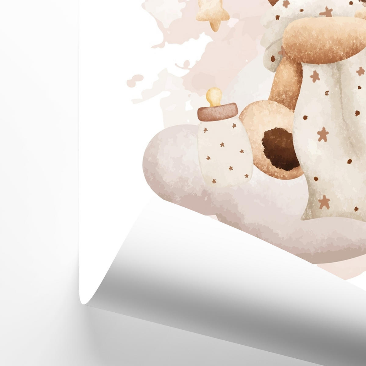 SADA PLAGÁTOV Do Detskej Izby Spiace Medvede Na Oblakoch Hviezdy 3x Plagát A3 30 x 42 cm - hnedá/biela, papier (30/42/1cm) - Muralo