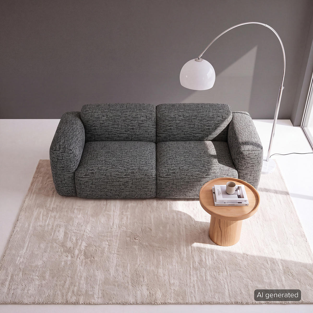 2-SITZER SOFA - Schwarz/Grau, Kunststoff/Textil (220/71/102cm) - home24