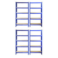 LAGERREGAL 4 x T-Rax 75cm Blau mit Gratis Gummihammer - Blau, Metall (75/150/30cm) - Monstershop