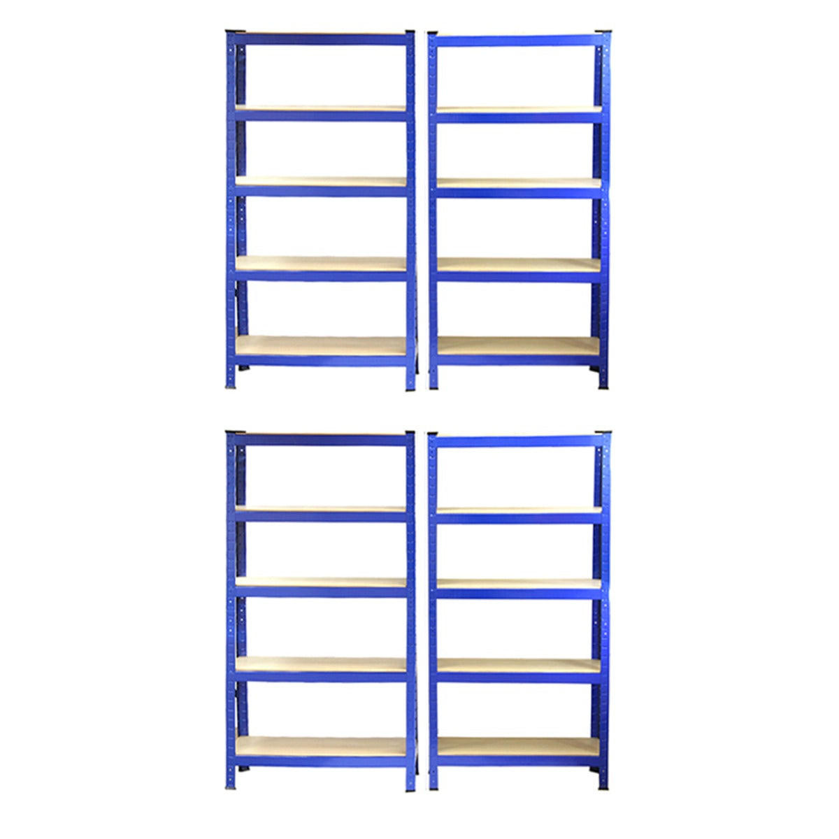 LAGERREGAL 4 x T-Rax 75cm Blau mit Gratis Gummihammer - Blau, Metall (75/150/30cm) - Monstershop