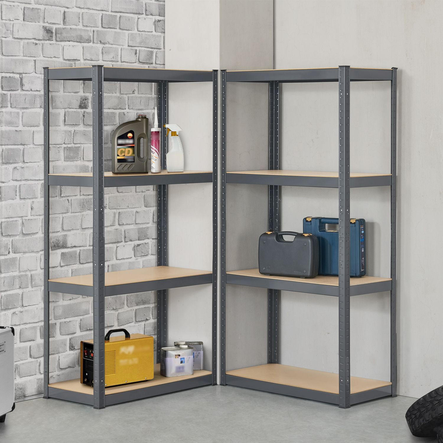 LAGERREGAL Easy grau 160x80x40 cm (2er-Set) - Grau, Metall (80/160/40cm) - Juskys