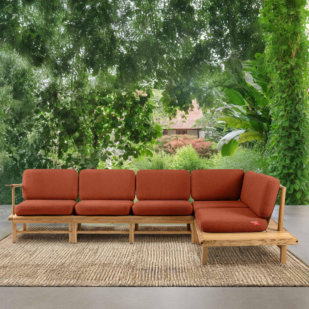 LOUNGESOFA ATREDA rechts - Orange, Holz/Textil (300/80/175cm) - KONSIMO®