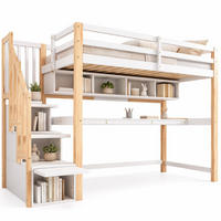 HOCHBETT 90/200 mit Schreibtisch, Stauraumtreppe und Regalen in Natur und Weiß - Naturfarben, Holz (90/200cm) - EVRYAE