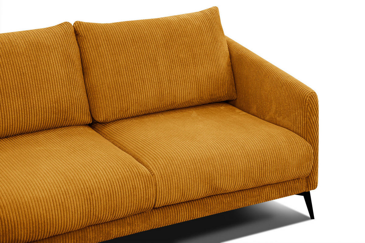 ECKSOFA VILT 4-Sitzer, honig - Schwarz/Honig, Holzwerkstoff/Textil (156/255cm) - Courtois Laville
