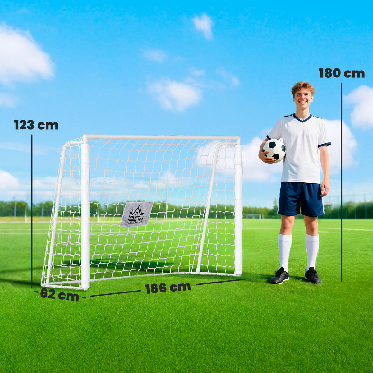 FUSSBALLTOR DE-18608 Trainings- & Spieltor 186x123 cm Weiß - Weiß, Metall (62/186cm) - ComfortXL