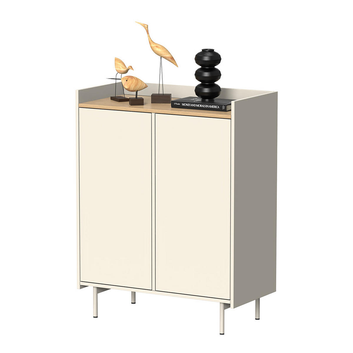 KOMMODE Velina Creme 80 x 103 cm mit 6 Fächern - Eichefarben/Creme, Holzwerkstoff (80/103/40cm) - Vicco