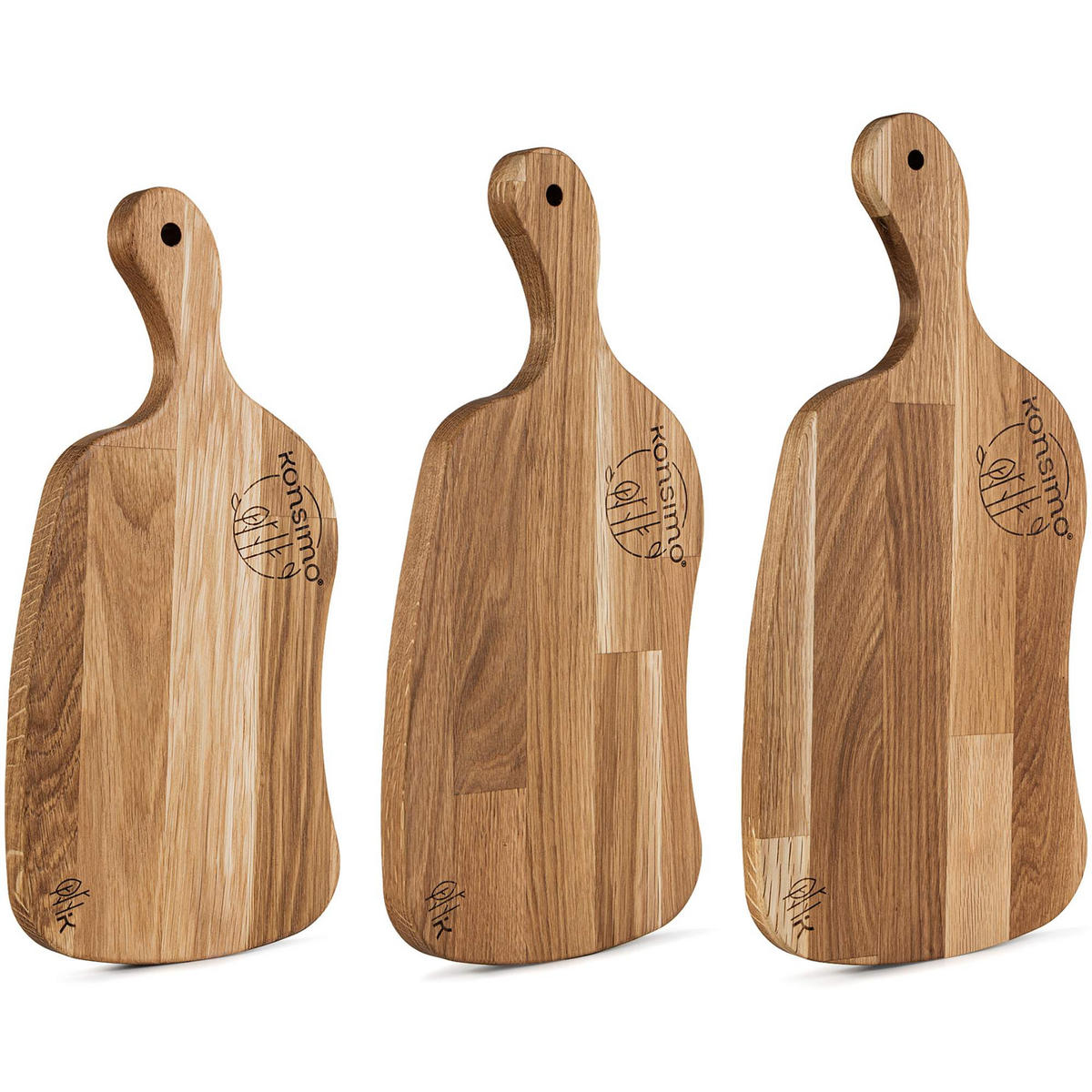 SCHNEIDEBRETT Holz Eiche geölt LIVO 3-tlg - Eichefarben, Holz (21/49cm) - KONSIMO®