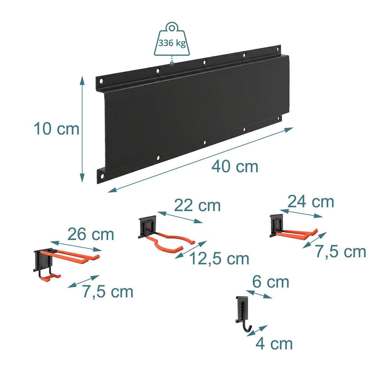 HÁKY Čierna Oranžová 8-dielna sada oceľ - viacfarebná, kov/plast (122.5/10/26cm) - Relaxdays