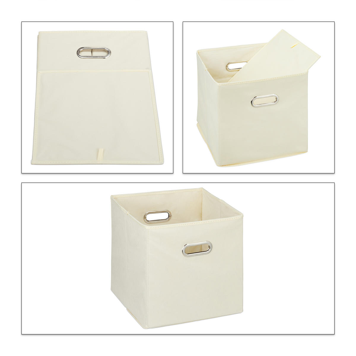 2XAUFBEWAHRUNGSBOX - Beige, Wellpappe/Textil (30/30/30cm) - Relaxdays