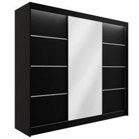 KLEIDERSCHRANK PAOKI mit LED - 250 cm - Schwarz - Schwarz, Holzwerkstoff (250/215/61cm) - ALTDECOR