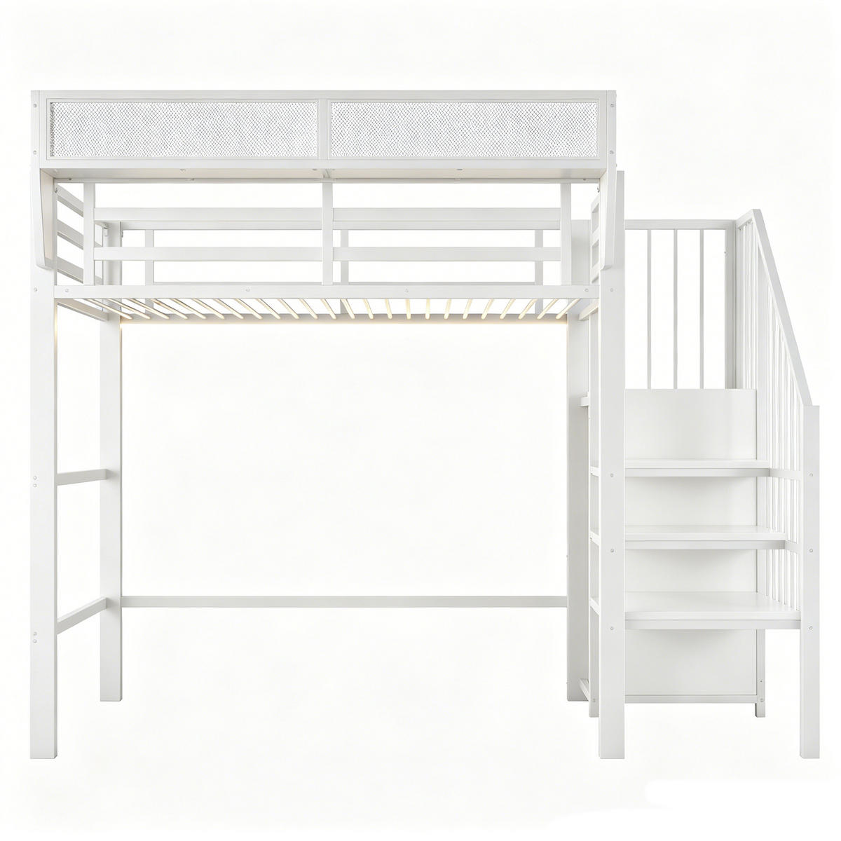 HOCHBETT 90/200 cm in Weiß aus Metall mit LED und Sicherheitsleiter - Weiß, Holzwerkstoff/Metall (90/200cm) - WISHDOR