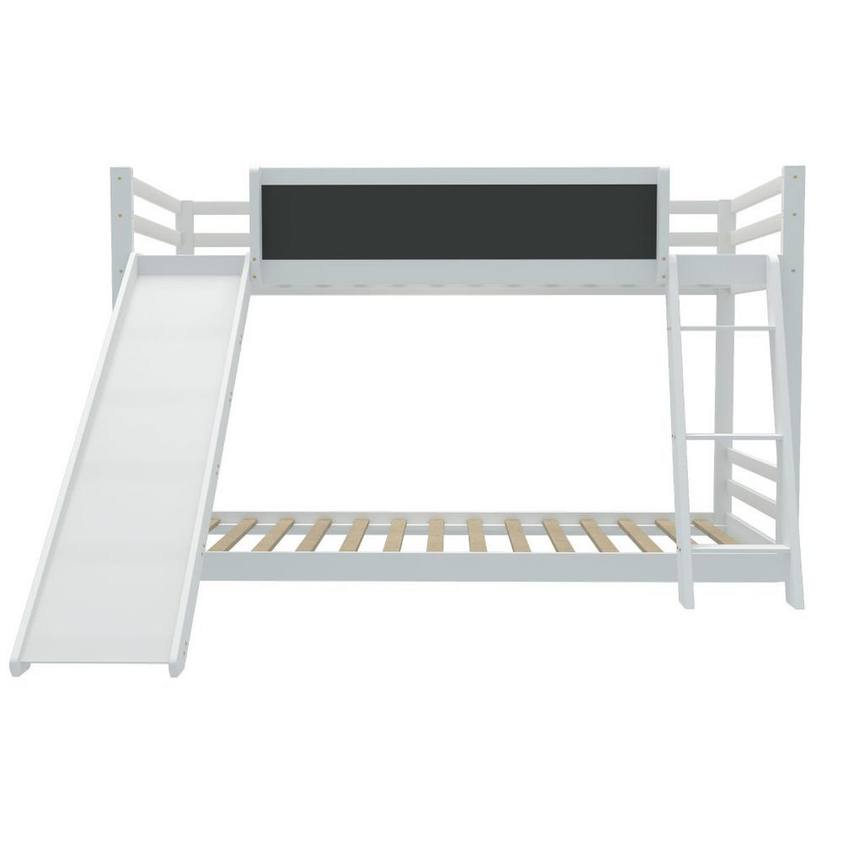 ETAGENBETT 200 x 90cm in Weiß mit Treppe und Rutschen - Weiß, Holz (90/200cm) - KOMHTOM