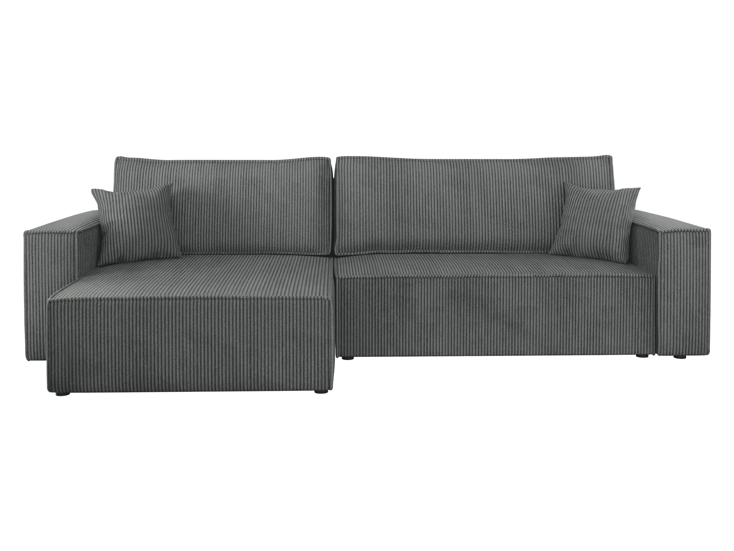 ECKSOFA Karl Cord Maxi - Dunkelgrau/Schwarz, Holz/Kunststoff (272/145cm) - MIRJAN24