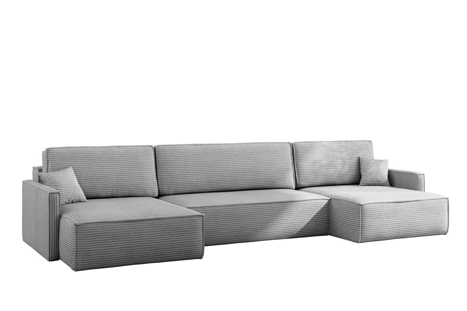 ECKSOFA Carlos Mit Schlaffunktion und Bettkasten Elegante Stoff Poso Silber - Silberfarben, Holz/Textil (348/142cm) - Kaiser Möbel