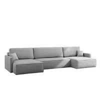 ECKSOFA Carlos Mit Schlaffunktion und Bettkasten Elegante Stoff Poso Silber - Silberfarben, Holz/Textil (348/142cm) - Kaiser Möbel