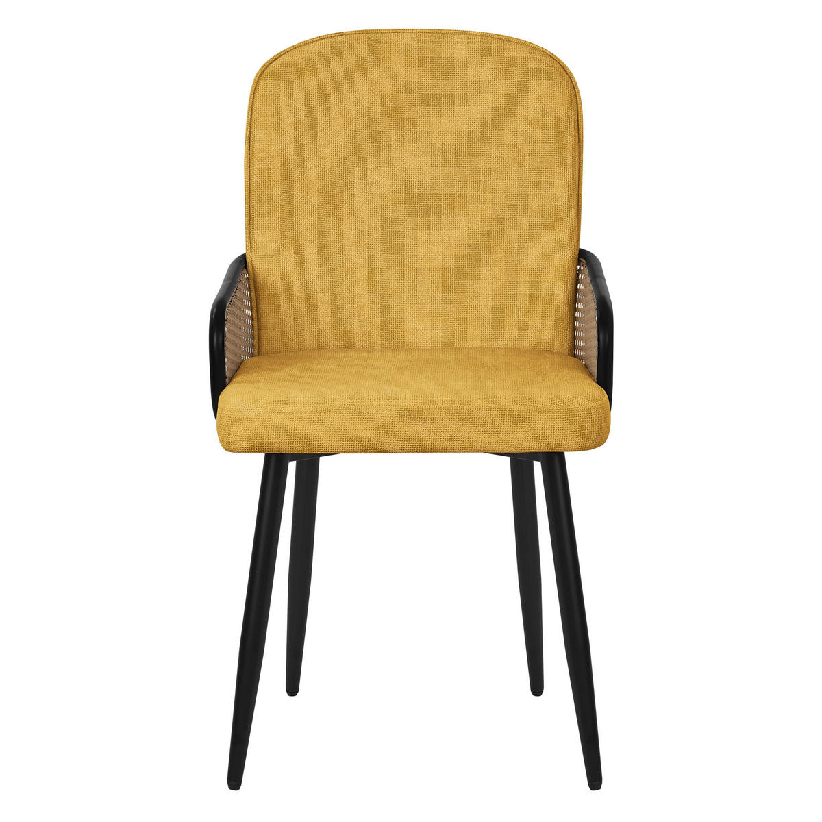 ESSZIMMERSTÜHLE 6er Set Senf mit Stoffbezug Rattan Optik - Gelb/Schwarz, Naturmaterialien/Textil (51/91/61cm) - ML-DESIGN