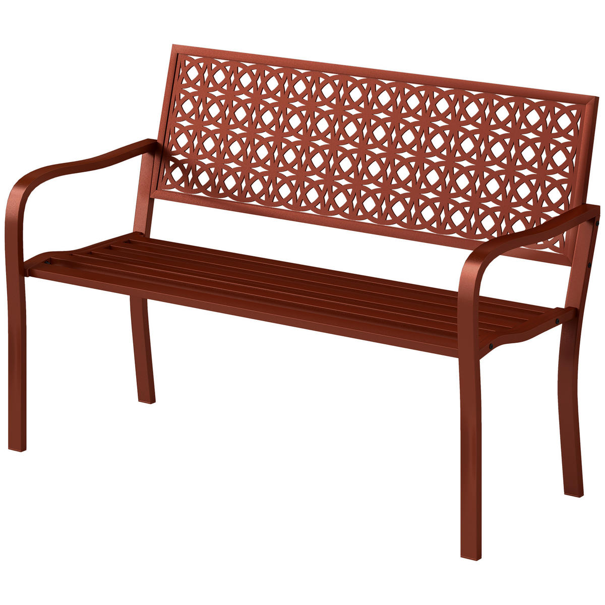 AUSSENBANK DE-08284 für 2 Personen, mit ausgeschnittener Rückenlehne Rot - Rot, Metall (63/85/127cm) - ComfortXL