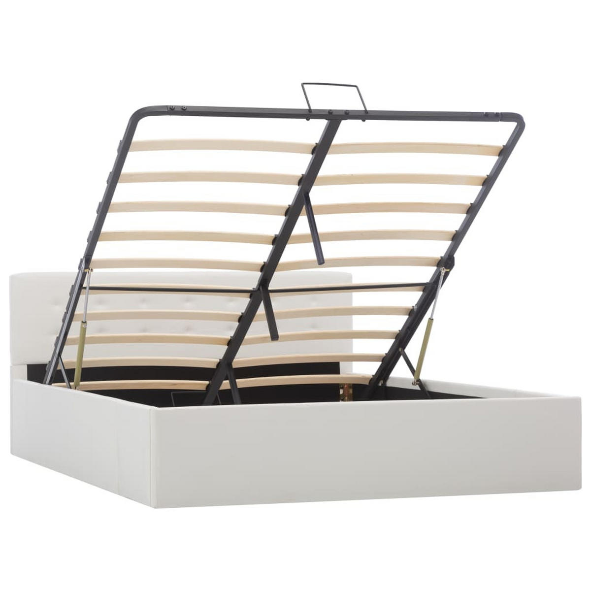 STAURAUMBETT Hydraulisch Weiß Kunstleder 140/200 Cm - Weiß, Leder - vidaXL