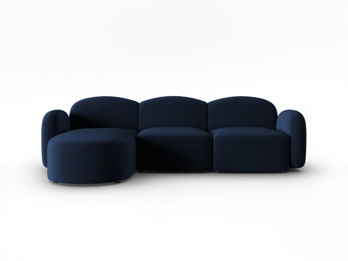 ECKSOFA links Blair aus Samt königsblau 4 Sitzplätze - Blau, Textil (155/272cm) - Micadoni