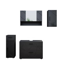 BADMÖBEL-SET Irma Anthrazit Hochglanz 4 Teile - Anthrazit, Holzwerkstoff (80/58.6/41cm) - Vicco