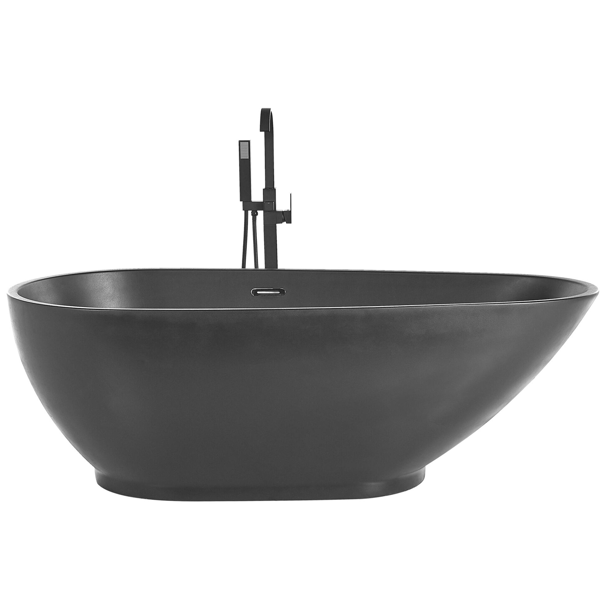 BADEWANNE FREISTEHEND 82x173x60 cm schwarz Guiana - Schwarz, Kunststoff (82/60/173cm) - Beliani