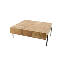 COUCHTISCH RICE Braun Akazie - Schwarz/Braun, Holz/Metall (90/90/35cm) - KAWOLA