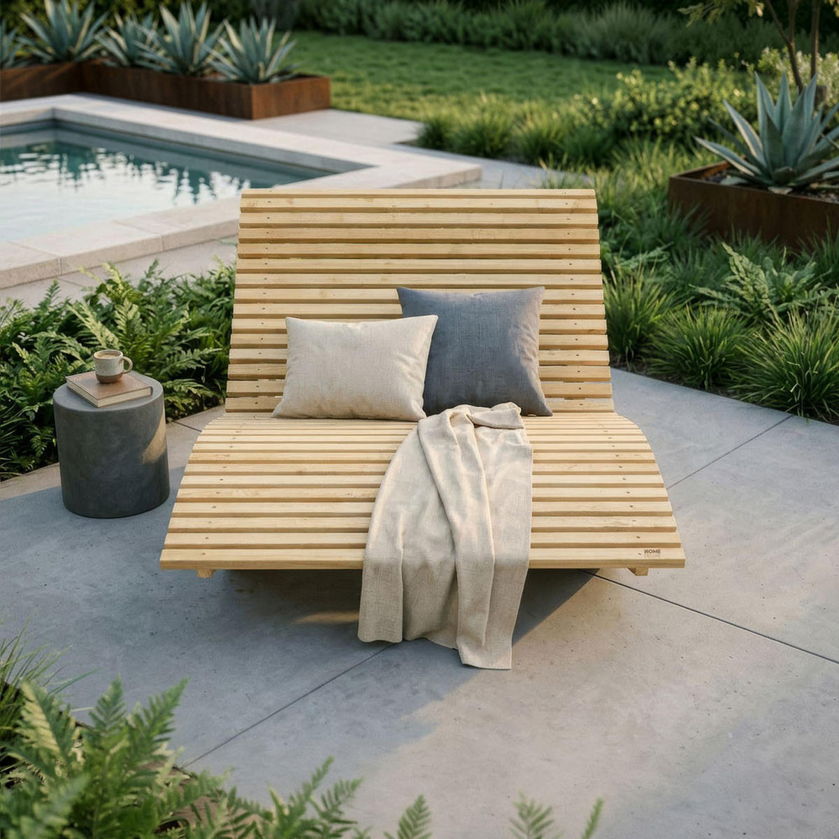 WELLENHOLZLIEGE WOLGA - 120 cm - Naturfarben, Holz (120/82/188cm) - Home Deluxe