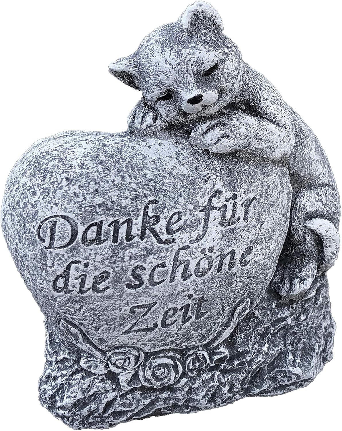 STEINFIGUR Grabschmuck Katze Danke für die schöne Zeit, frostfest, Steinguss - Grau, Stein (12/14/4cm) - stoneandstyle