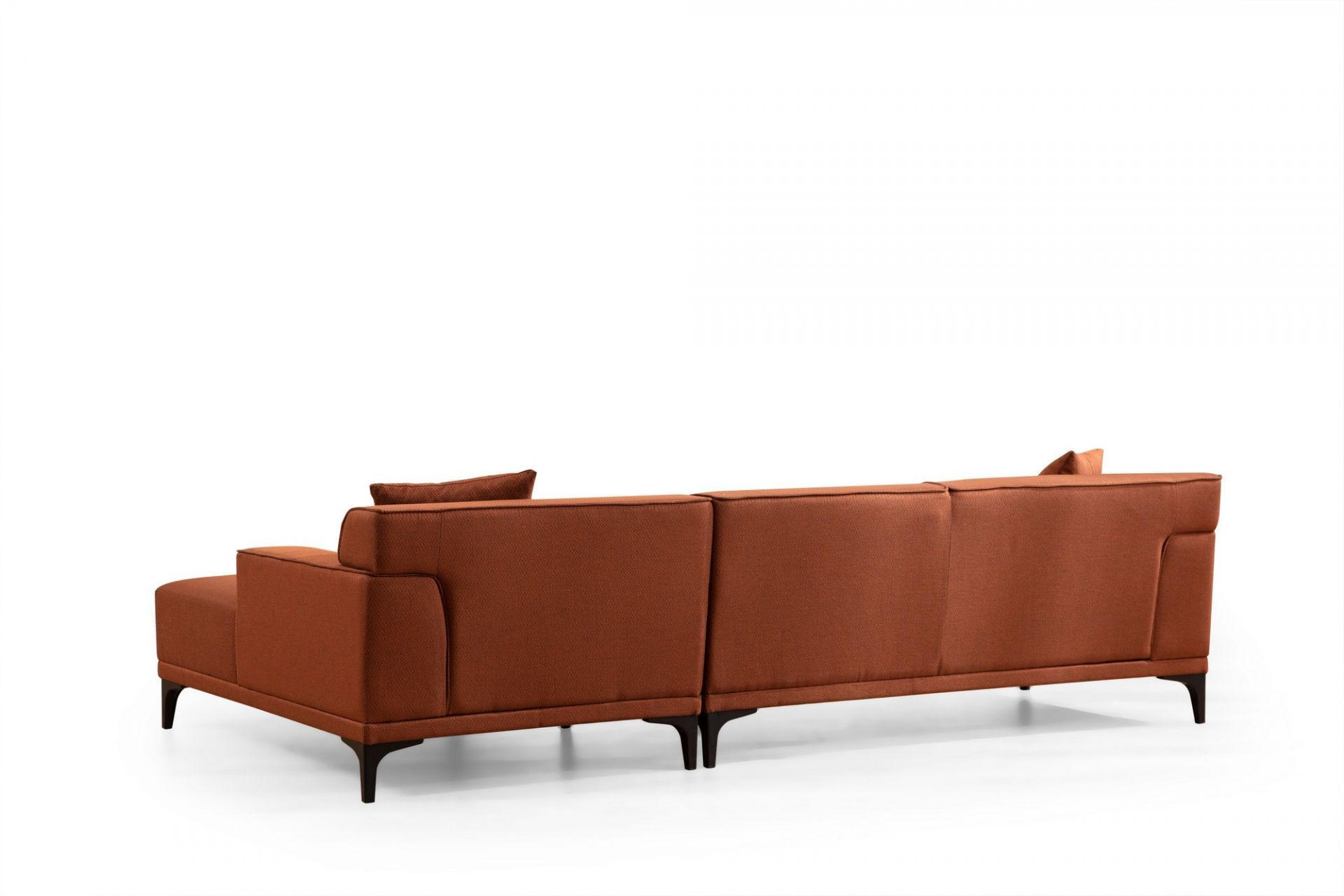 ECKSOFA modern inklusive Zierkissen - Schwarz/Orange, Holz/Kunststoff (145/250cm) - myHomelando