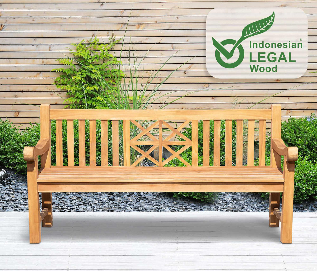 GARTENBANK Teakbank Vuzar Holz Teak Holzbank 180cm - Teakfarben, Holz (180/92/72cm) - DELUKE