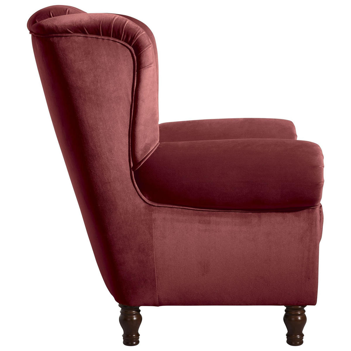 OHRENBACKENSESSEL Katreen Bezug Samtvelours Buche nussbaum dunkel / ziegel - Dunkelrot, Kunststoff (91/101/90cm) - 58aufmkessel