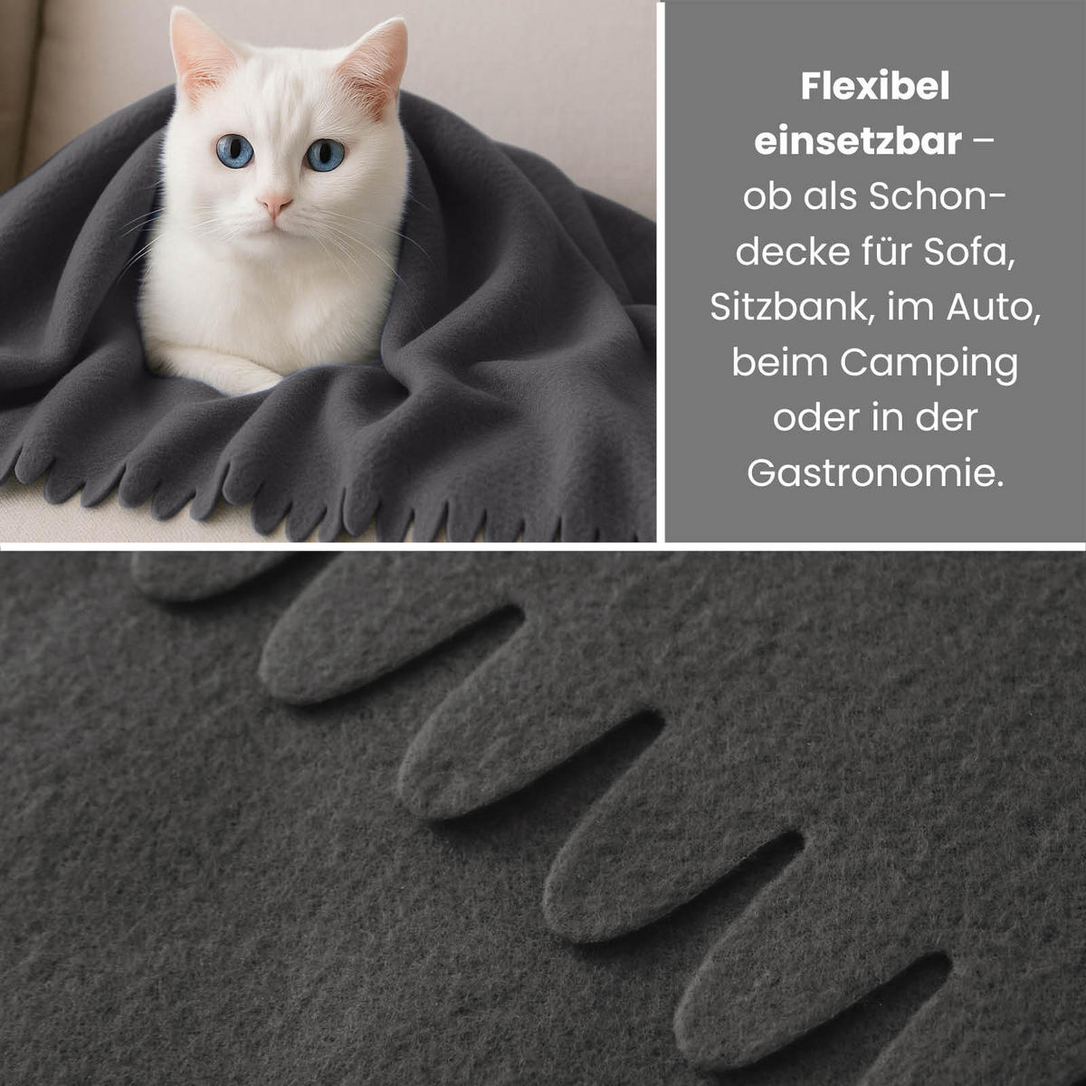 16ER Set Fleecedecken wave 120x160 dunkelgrau - Dunkelgrau, Textil (120/160cm) - wometo