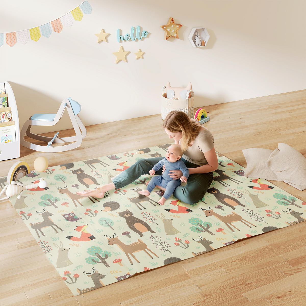 SPIELMATTE DE-10918 196x176x1,5 cm faltbar doppelseitig Mehrfarbig - Multicolor, Kunststoff (176/196cm) - ComfortXL