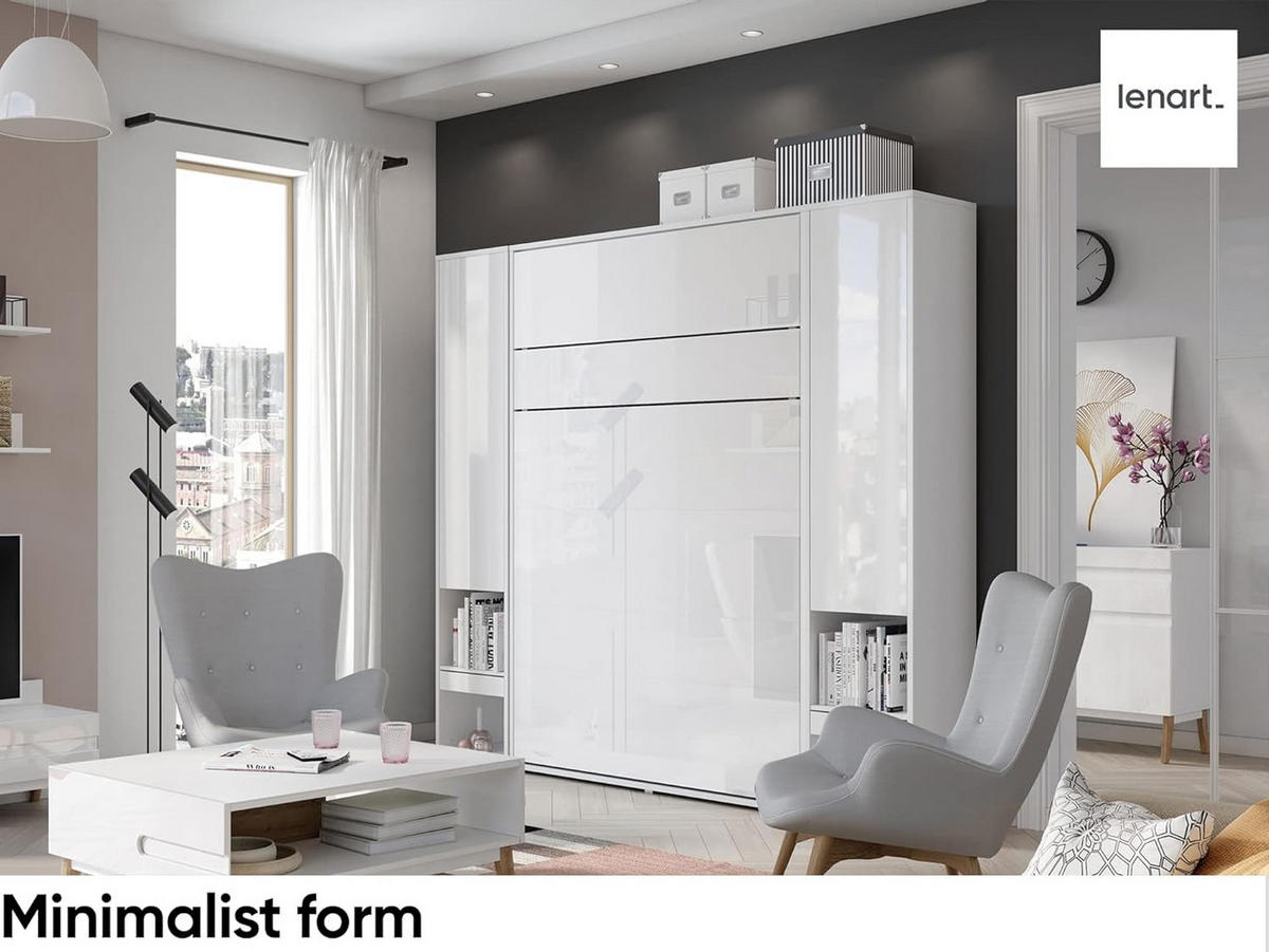 SCHRANKBETT BC-13 - 180x200cm Vertikal - Kaschmir mit Matratze - Kaschmir, Holzwerkstoff (180/200cm) - Meblini